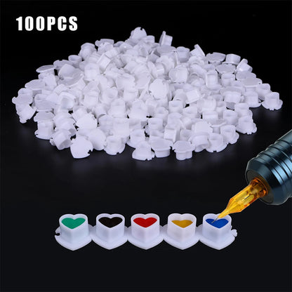 50/100/200pcs Plastic Disposable Tattoo Ink Cups With Base Pigment Clear Holder Container Cap Tattoo Accessory Permanent Makeup