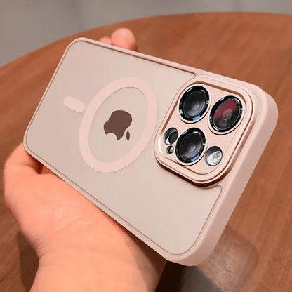 Magnetic Luxury Matte Translucent Armor Shockproof Case For iPhone 16 15 14 13 12 17 Pro Max For Magsafe Wireless Charge Cover