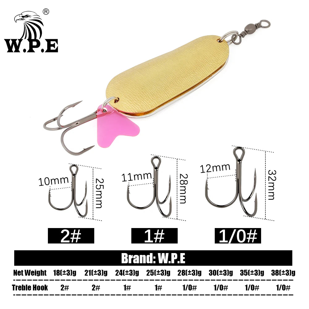 W.P.E Fishing Lure JIG Double Artificial Bait 8 Grams With Connector Three-anchor hook Metal sequins For fishing