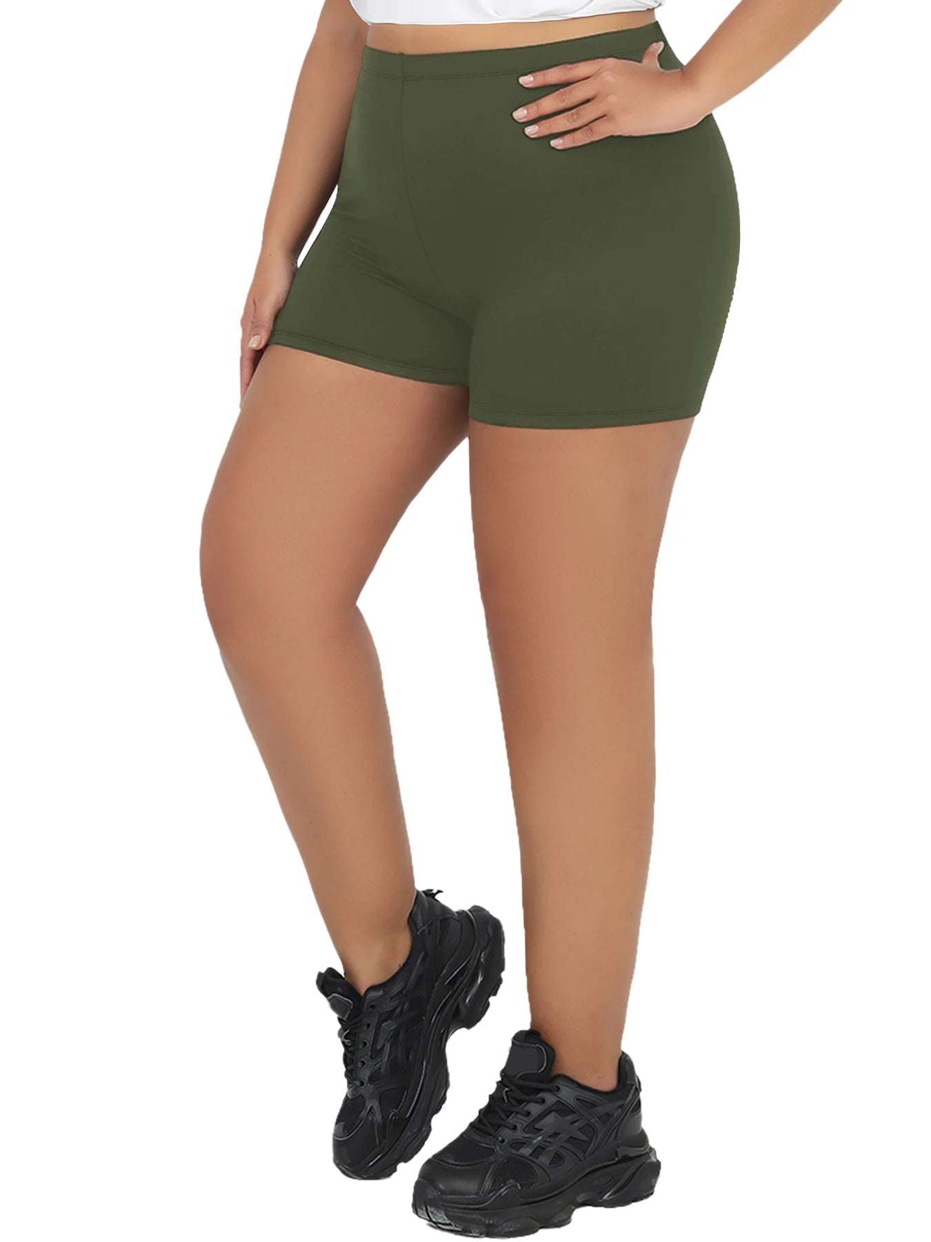 Dam Plus Size Biker Shorts Träning – Mjuk Högsträck Squat Proof Yoga Gym Fitness Knälång, 9 Färger 1XL–4XL