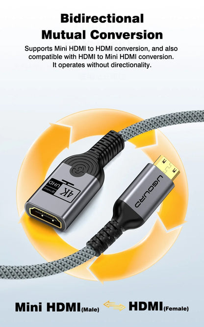 Mini/Micro HDMI hane till HDMI hona-adapter 4K