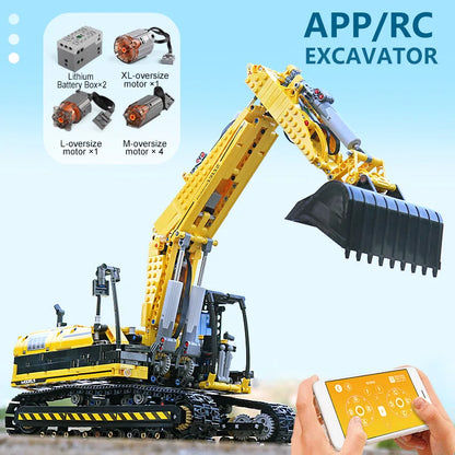Mould King 13112 Technical Car Toys The MOC-2513 APP&RC Motorized Excavator Model Building Blocks Bricks Kids Christmas Gift