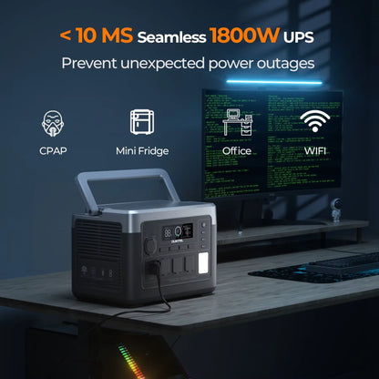 OUKITEL P1000E PLUS Portabel Kraftstation – 1024Wh, 1800W (3600W Peak), LiFePO4, 39 min Snabbladdning, UPS, EU-lager