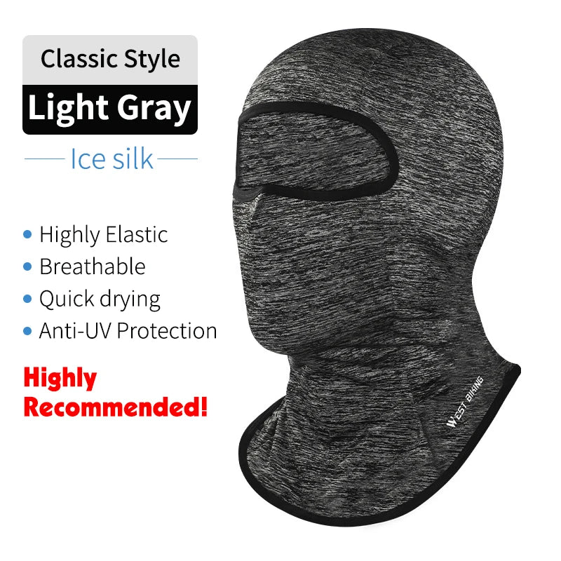 WEST BIKING Cool Men's Hat Summer Anti-UV Full Face Cover Motorcycle Balaclava Ice Silk Breathable Bike Helmet Mask Cycling Caps