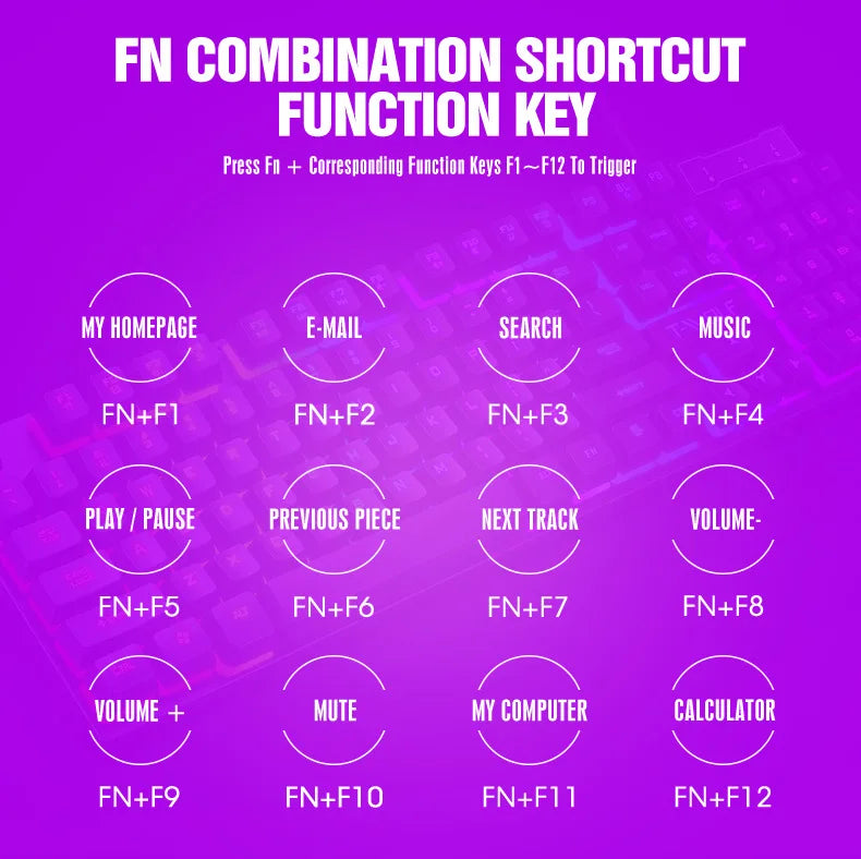 Mechanical Feel Gaming Keyboard Light Backlit RGB Wired Keyboard USB Office Home Media Keys Russian Spanish Arabic English