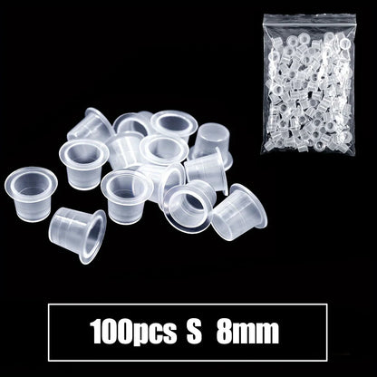 1000/100pcs Disposable Tattoo Ink Cups S/M/L Plastic Clear Holder Container Cap for Tattoo Pigment Permanent Makeup Accessories