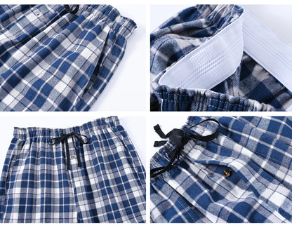 Men's 3Pcs Pajama Sleeping Pants Cotton Plaid Pjs, Long Plaid Print Sleepwear Pajama Pants with Elastic Waist Homewear