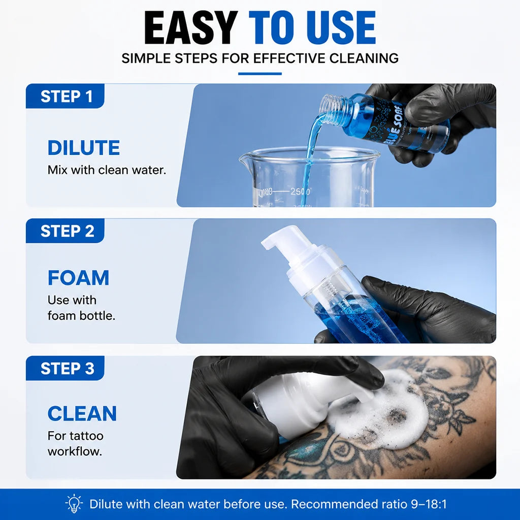 500/40ml Tattoo Blue Soap Blue Algae Concentrated Cleaning Solution Liquid Tattoo Green Soap for Tattoo Studio Aftercare Supply