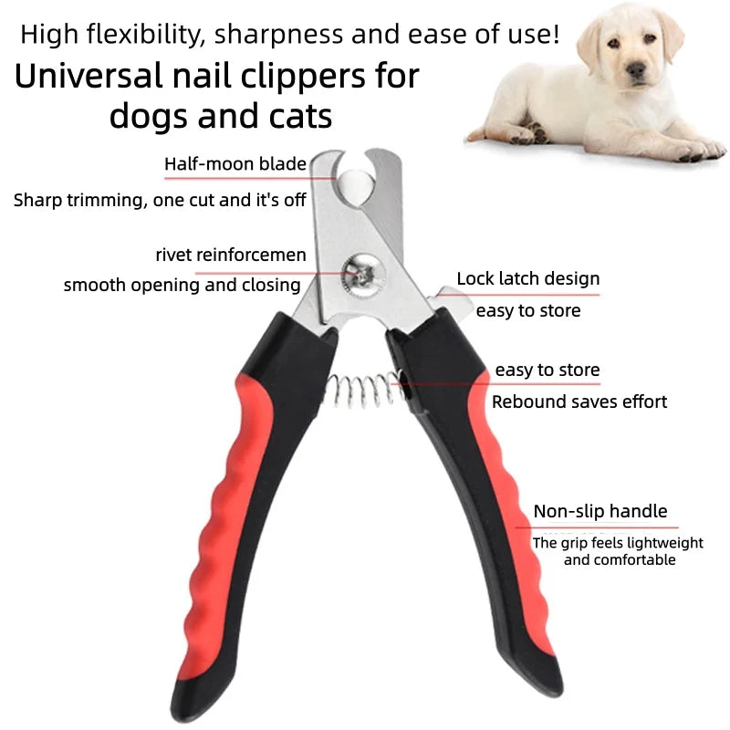 Easy Use Pet Nail Clippers for Beginners with Safety Guard Sharp Dog Cat Nail Trimmer with File Non-slip Handle Grooming Tool