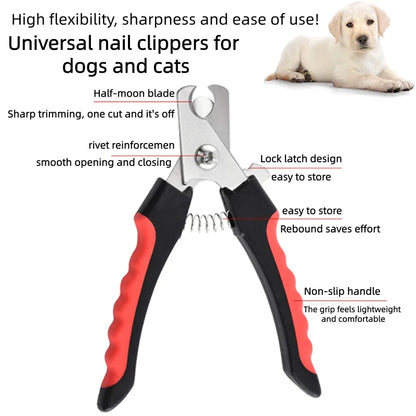 Easy Use Pet Nail Clippers for Beginners with Safety Guard Sharp Dog Cat Nail Trimmer with File Non-slip Handle Grooming Tool