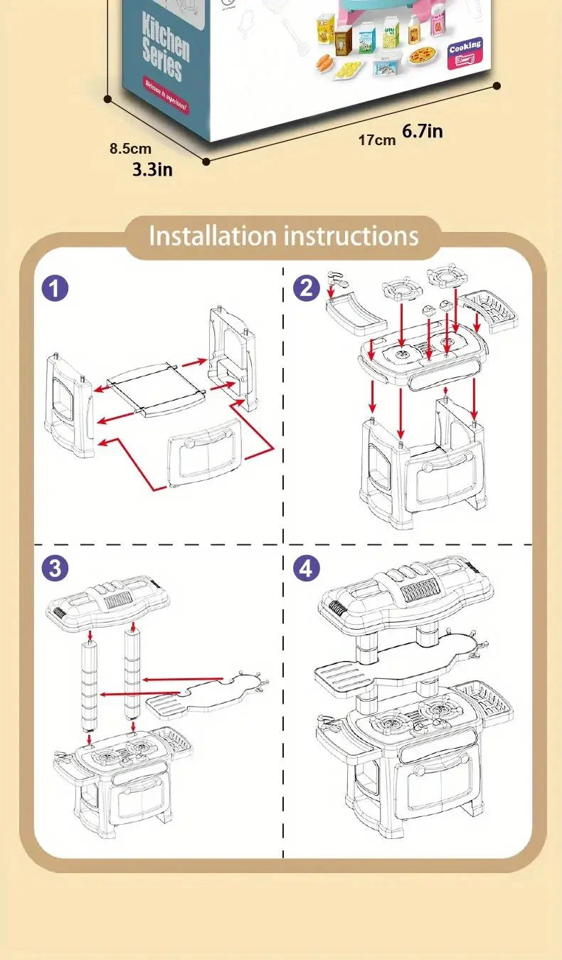 Mini köksbänk lekset DIY simulerad mat servis lekstuga rollspel