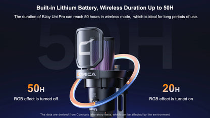 COMICA EJoy Uni Pro trådlös USB-mikrofon med RGB – välj arm eller stativ