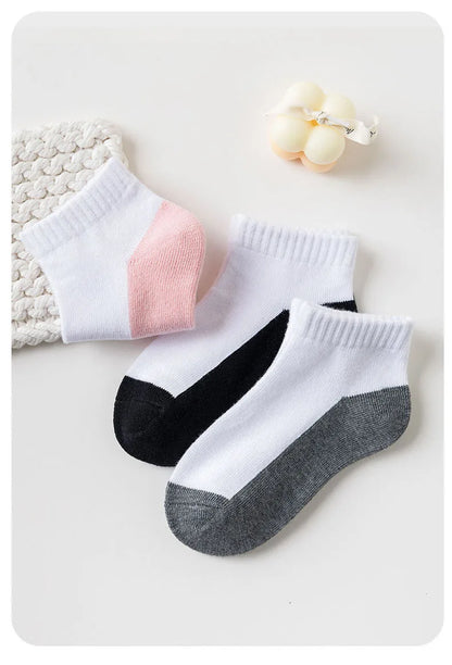 5 Pairs/Lot 2023 New Summer Children Socks Cotton Kids Fashion Black White Gray For 1-12 Years Teen Student Baby Girl Boy Socks