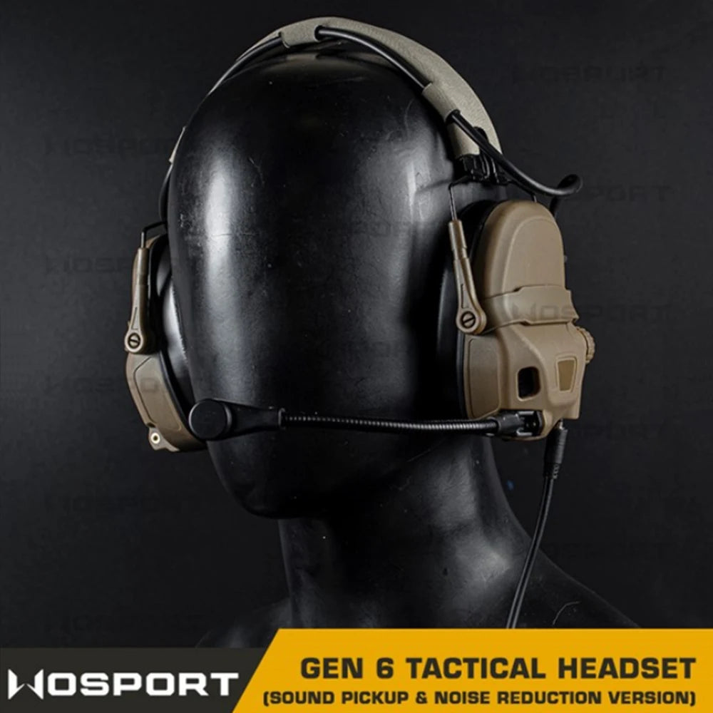HD-17 GEN 6 Tactical Headset Sound Pickup&Noise Reduction Sports Shooting Earmuff Sports Shooting Impact Anti-Noise Headset