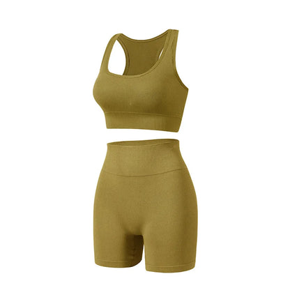 Dam Underkläderset – Sömlös BH & Trosor Crop Top Sport Yoga Fitness, 8 Färger M–XXL