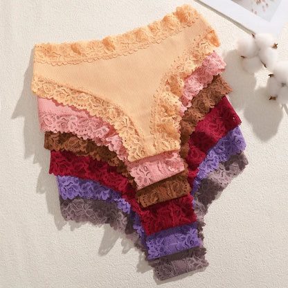 7PCS/Set Women Sexy Lace Panties Cotton Seamless Brazilian Panties Female Sexy Low Rise Soft Underwear G-String Lingerie S-XL