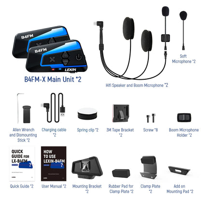 LEXIN B4FM-X intercom för MC-hjälm med Bluetooth och musikdelning