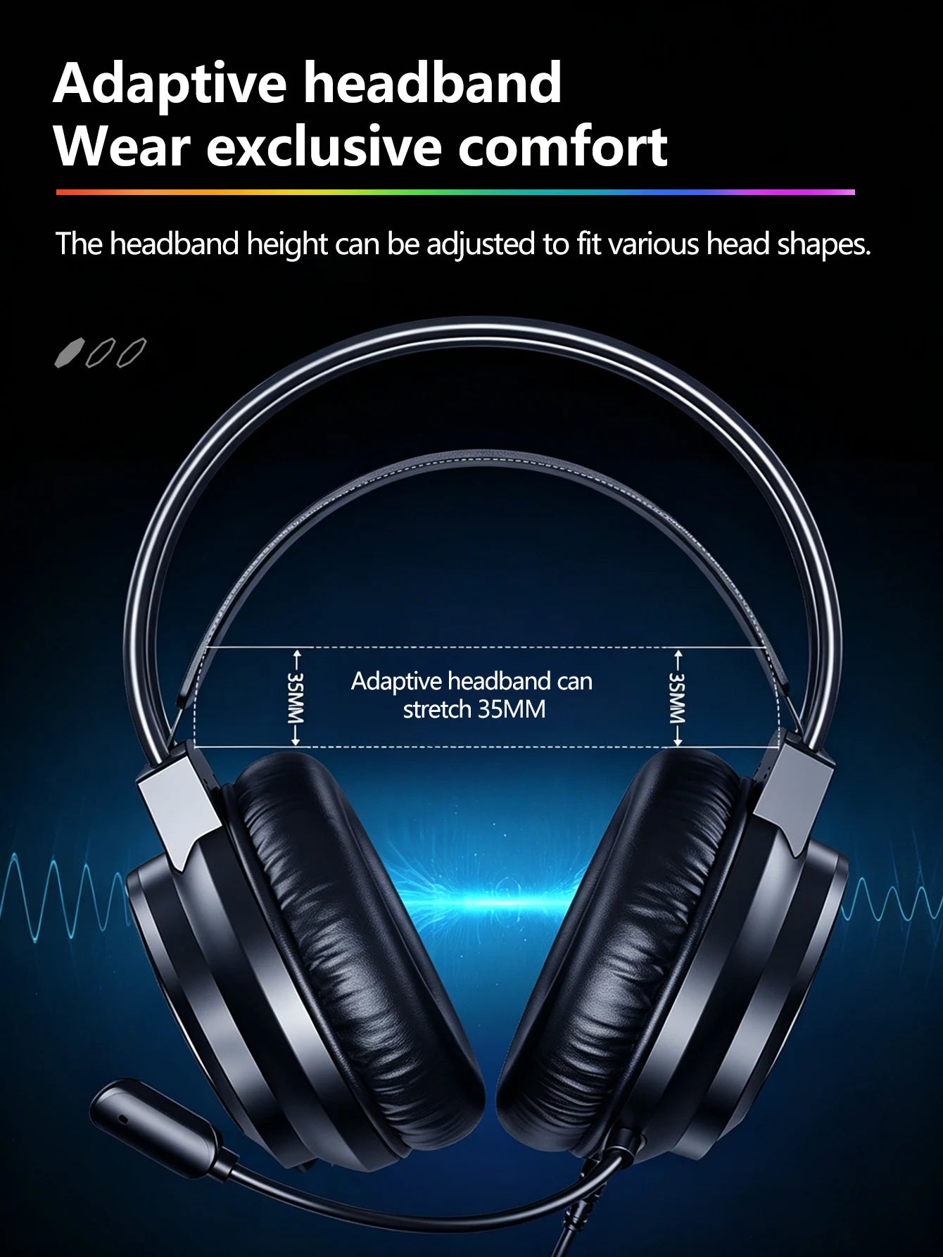 AKKHOO Gaming Headset 3,5mm RGB – 360° Roterbar Mikrofon Minnesskum CE/RoHS Internetcafé Gaming Svart Vit