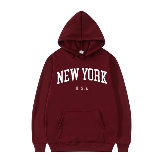 Män Kvinnor New York U.S.A City Hoodies Mode Bokstavstryckt Grafisk Sweatshirt
