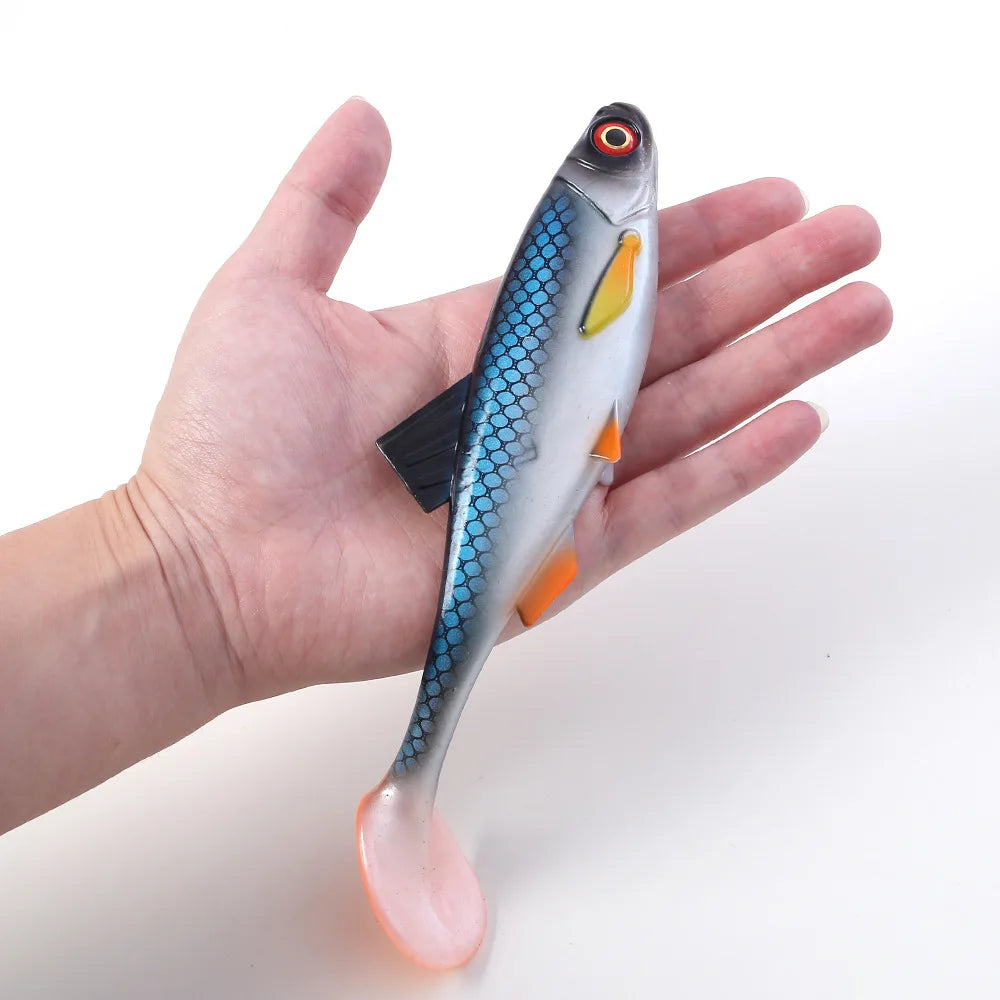 1pcs 26g 60g River Roach Fishing Lure Soft Bait T Paddle Tail Baitfish Shad Strike Silicone Plastic Swimbait Wobbler Pike Bass