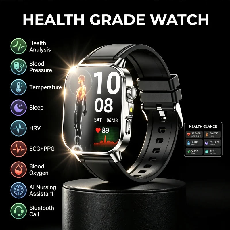 Nursing Grade New ECG+PPG Healthy Diagnose Smart Watch Men Body Analysis Blood Pressure Lipid Uric Acid NFC Health Tracker Watc