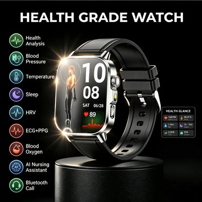 Nursing Grade New ECG+PPG Healthy Diagnose Smart Watch Men Body Analysis Blood Pressure Lipid Uric Acid NFC Health Tracker Watc