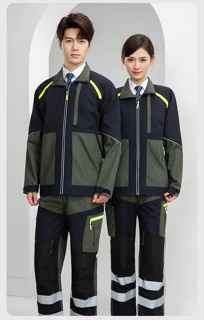 Spring Autumn Multi Pocket Men's Work Pants Wear Resistant Workshop Factory Construction Workers Clothes Reflective Strip Pants