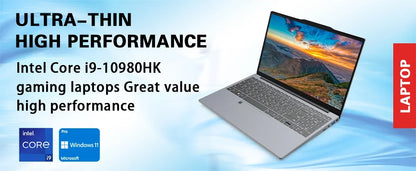 15.6“ Gaming Laptop Intel Core i9-10980HK Windows 11 Pro 32GB RAM 2TB SSD Ultra Slim Notebook FHD Fingerprint Unlock Office PC