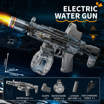 Elektrisk vattenpistol med automatisk funktion, rekyl och lampor
