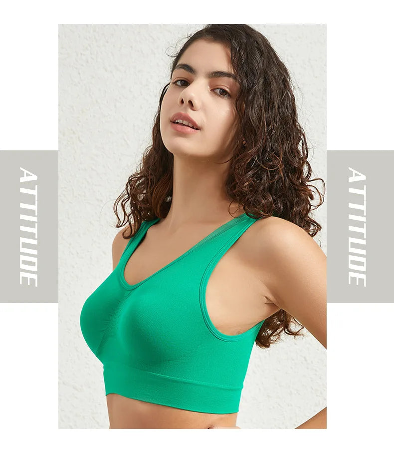 1pcs Women Sports Bra Large Size No Steel Ring Seamless Underwear Removable Chest Pad Runing Sport Yoga Vest Bras