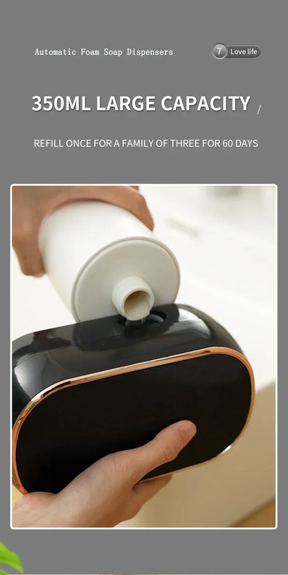 Automatic Foam Soap Dispensers for Bathroom Smart Washing Hand Machine with USB Charging Two Colors with ABS Material