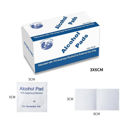 100PCS Disposable 75% Alcohol Cotton Pads Tattoo Clean Tools For Antiseptic Clean Skin Jewelry Cell Phone Disinfection Use