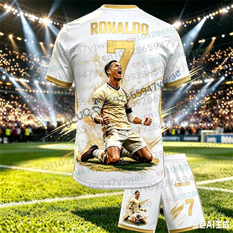 New Special Edition No.7 Fans Football Jersey Tee Shorts Set Women Men Sportwear Summer Casual Kids Tshirt Set 2 Piece Set