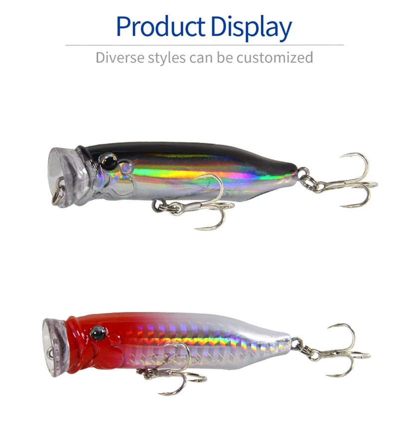 1Pcs Fishing Lures 7cm/9.4g Popper Bait 2024 New Topwater Plastic Artificial Hard Bait Crankbait Wobblers Perch Fishing Tackle