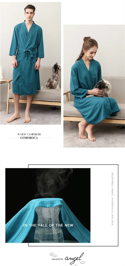 Unisex Kimono Badrock Lång – Lätt Mjuk Sommar & Höst Loungewear, 17 Färger M–3XL