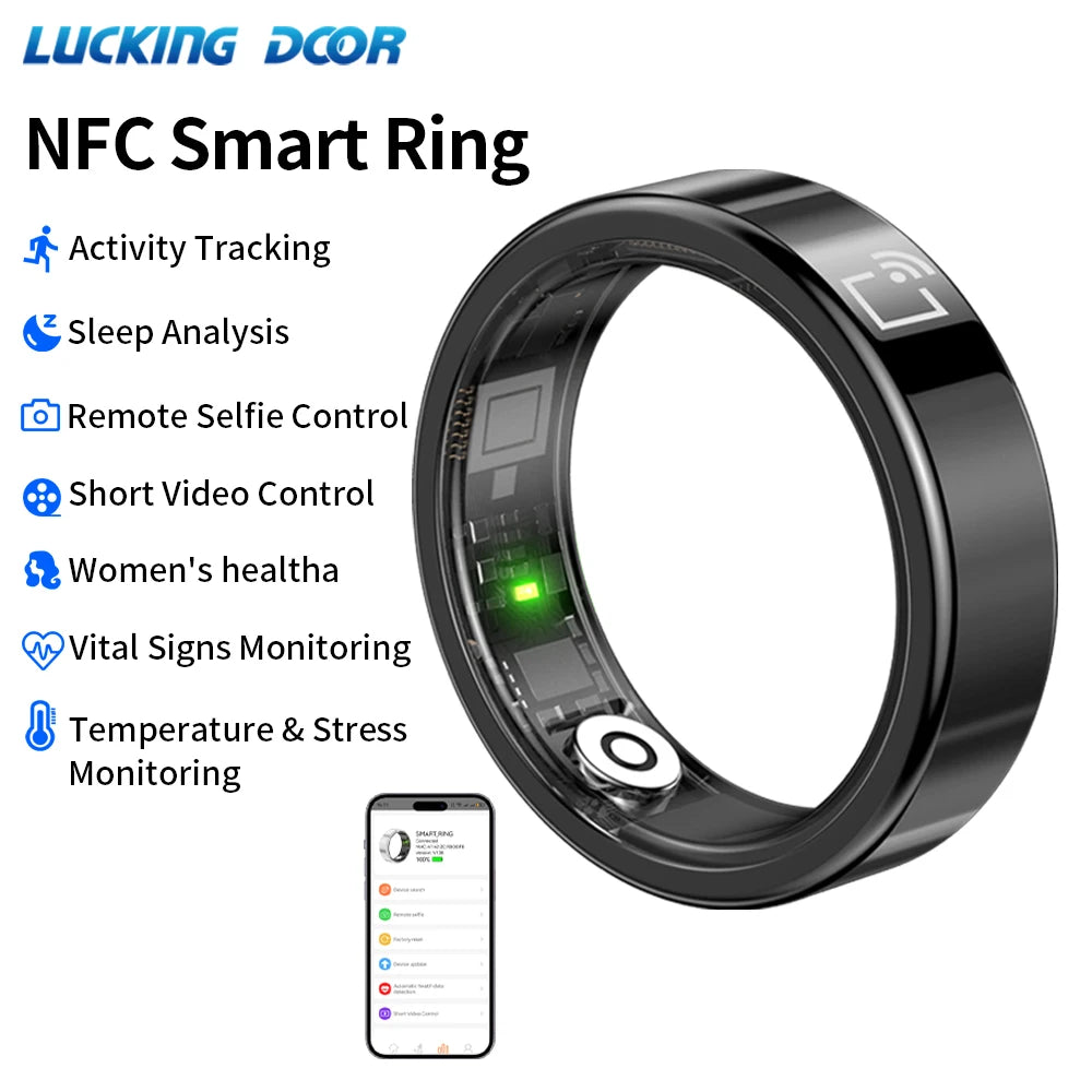 IP68 Waterproof Ceramic NFC Smart Ring Door Access Control Sleep Sports Health Tracking Minimalist Wearable Smartlife Key Ring