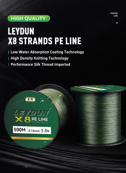 LEYDUN 500m Micro New Fishing Lines 8 Strands Braided PE Japan Smooth Multifilament Line Sea Fishing Carp Fly Wire Line Tool