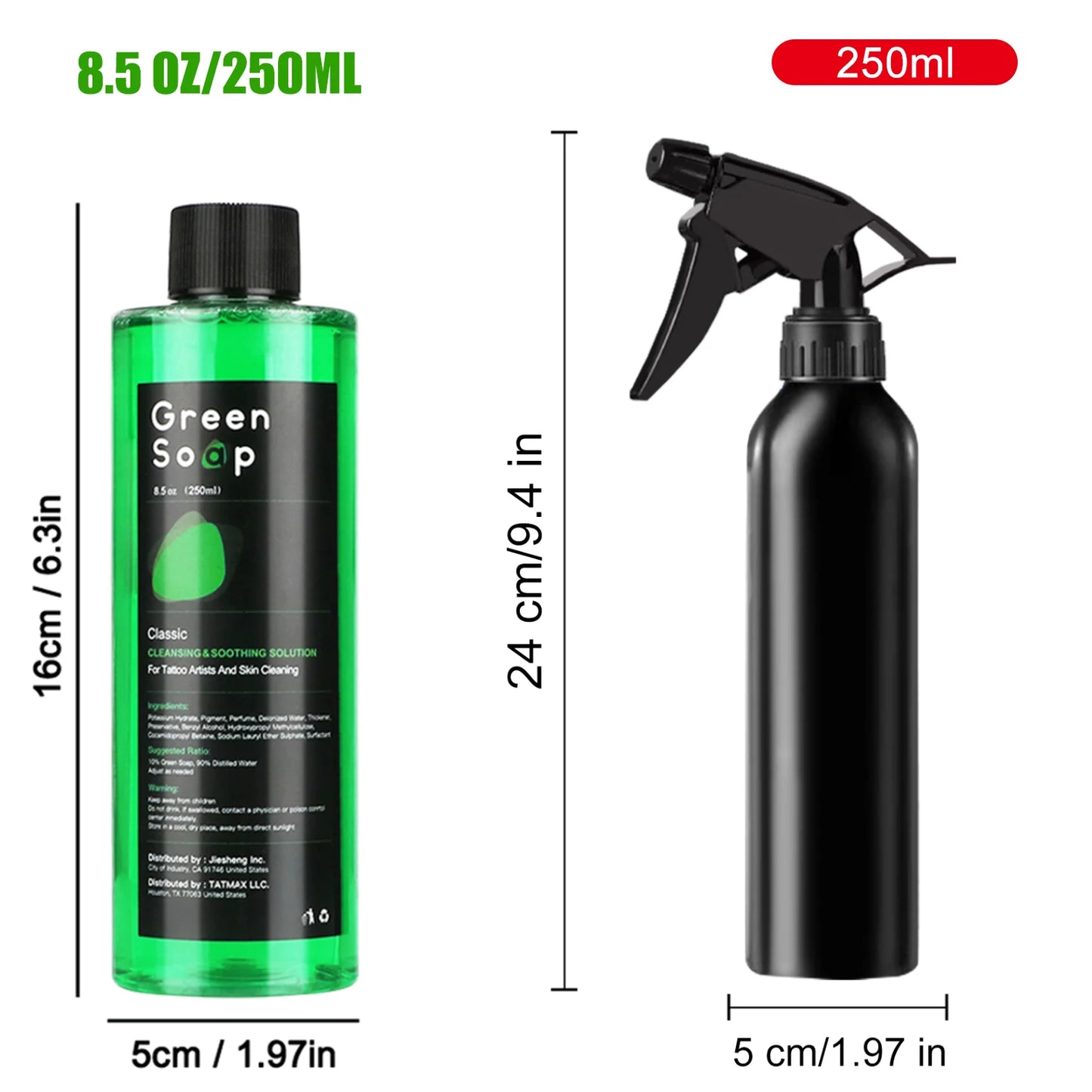 Ultra Concentrated Green Soap Tattoo Foaming Bottle – Tattoo Supplies for Tattoos, Piercings, Skin and Equipment Cleaning