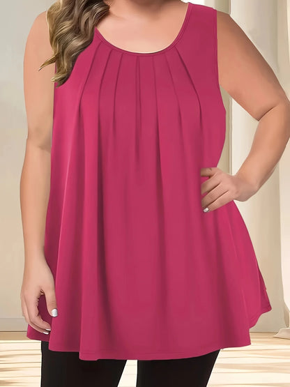 Plus Size Women's Solid Color Tops 1XL-5XL Casual Loose Basic Tee Versatile for Daily Commute & Layering