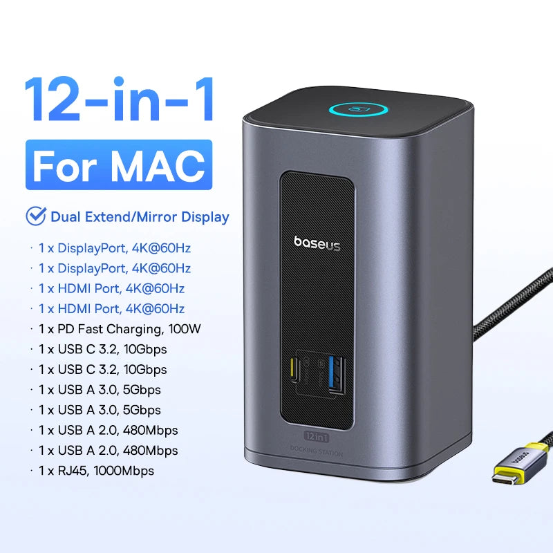 Baseus Spacemate RD1 Pro USB-C-docka – 11/12/15-i-1