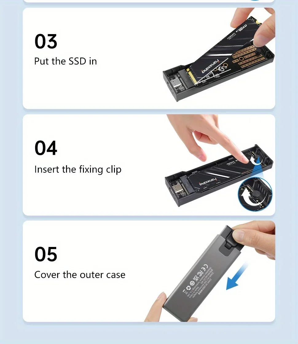 SUNKANDI M.2 NVME SATA SSD Enclosure Adapter, USB C 3.1 Gen 2 (10 Gbps) To M.2 PCIe NVMe and SATA SSDs Support for SSDs 2230