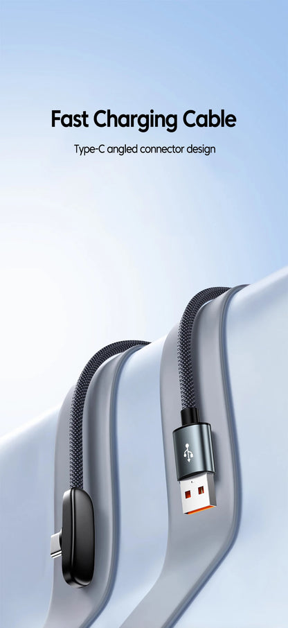 USB-C snabbladdningskabel med 90° kontakt – USB-A eller USB-C till USB-C