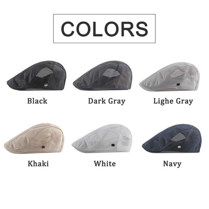Summer Beret Hats for Man Forward Cap Women Hollow Mesh Breathable Flat Peaked Caps Fashionable Outdoor Cap Adjustable