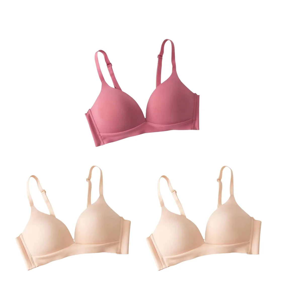 Fenlandwell bygelfri bh dam 3-pack – djup V-ringning och fasta kupor