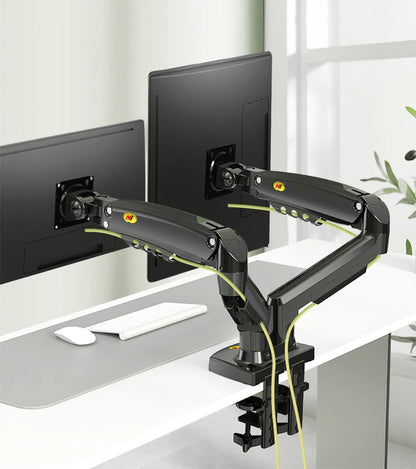 New NB F160 Gas Spring Desktop 17'-27' Dual Monitor Holder Arm With 2 USB3.0 Monitor Mount Bracket Load 2-9 Kg Each Arm