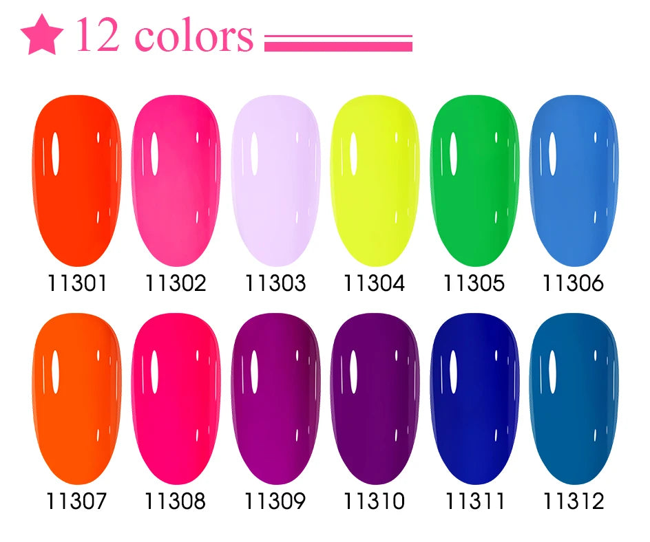 Clou Beaute 12pcs TPO & HEMA FREE Nail Gel Polish Set Red Pink Nude Green Yellow Purple UV Gel Nail Semi Permanent Nail Varnish