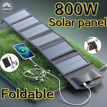6 Fold 800W Foldable Solar Panel 20W/H Portable Solar Panels Fast Charger USB 5V DC Full Time Solar Panel Mobile Power Supply