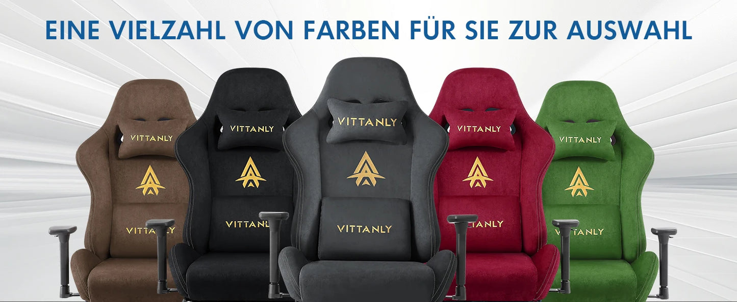 Vittanly Gaming Chair Breathable Office Chair Made of High-Quality Fabric New Adjustable and Rotating Desk Chair with Footrest