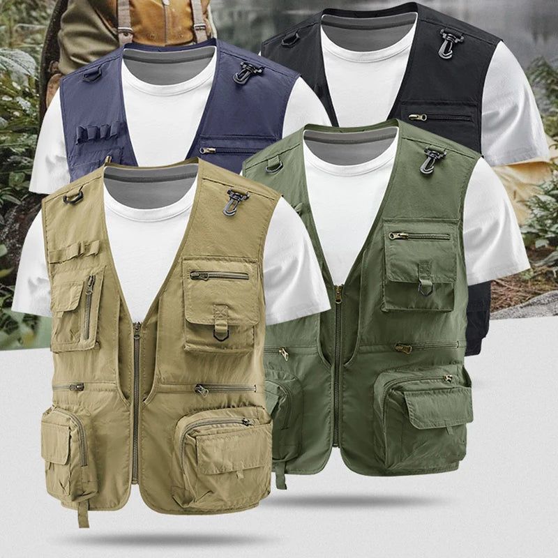 Fishing Vest Breathable Fishing Travel Mesh Vest with Zipper Pockets Summer Work Vest for Outdoor Activities