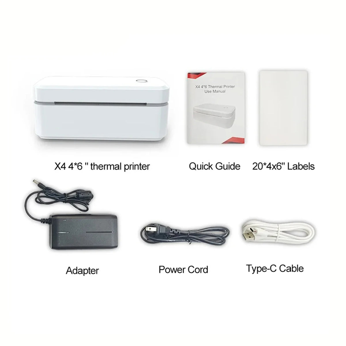 Marklife X4 Termisk Etikettskrivare – 4x6" Fraktetiketter Bluetooth Automatisk Igenkänning 110mm Vit Svart EU US UK 2026